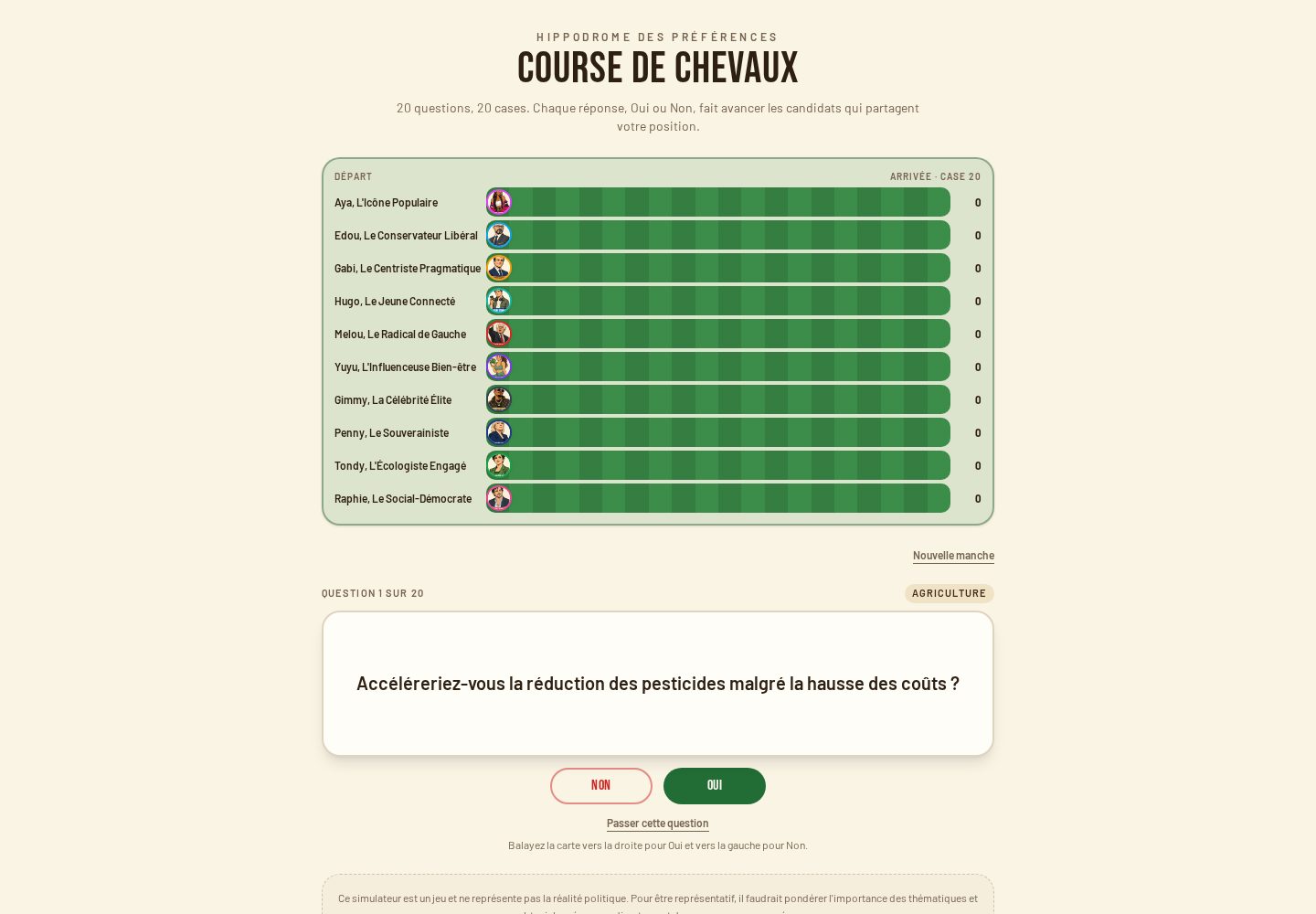 Vista del sitio web de Hippodrome des Préférences